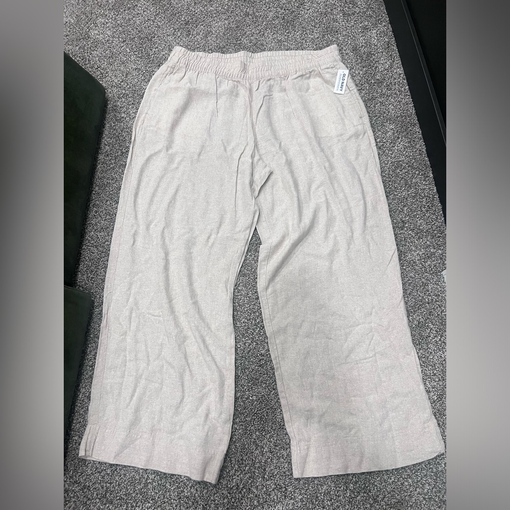 NWT Old Navy Cream linen wide leg pants